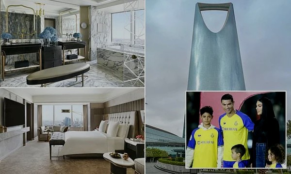 Inside Cristiano Ronaldo's first Saudi home! £175m-a-year star is staying in a lavish suite at Riyadh's Four Seasons hotel and will rack up a £250,000 bill in a MONTH... with his entourage taking up 17 ROOMS!